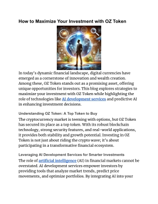 How to Maximize Your Investment with OZ Token