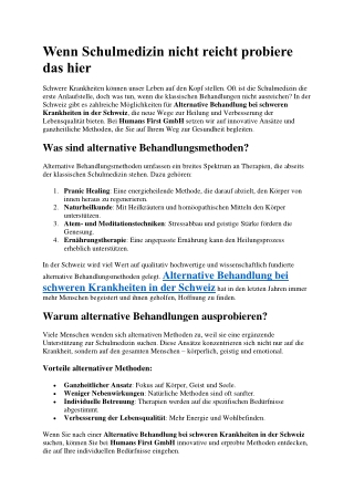 Wenn Schulmedizin nicht reicht probiere das hier