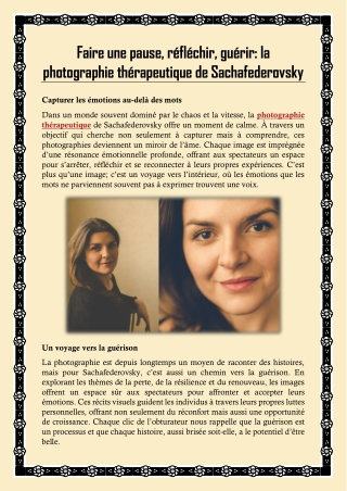 Faire une pause, réfléchir, guérir la photographie thérapeutique de Sachafederovsky (1)