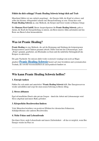 Fühlst du dich schlapp? Pranic Healing Schweiz bringt dich auf Trab