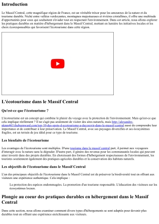 Plongée au coeur des pratiques durables en hébergement dans le Massif Central