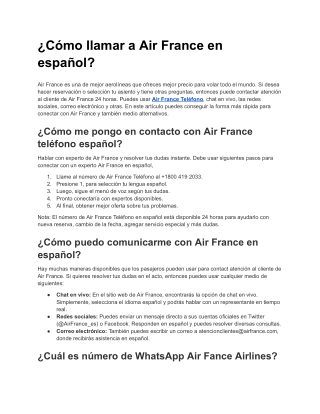 ¿Cómo llamar a Air France en español