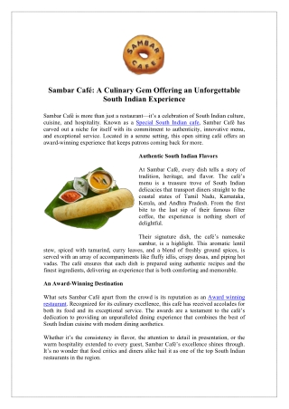 Special South Indian cafe