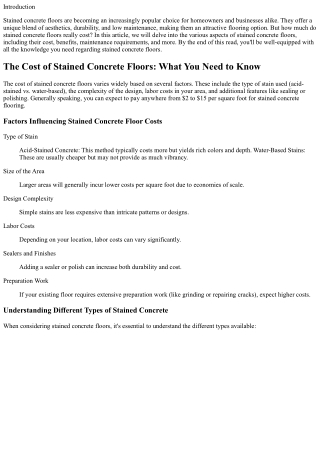 The Cost of Stained Concrete Floors: What You Need to Know