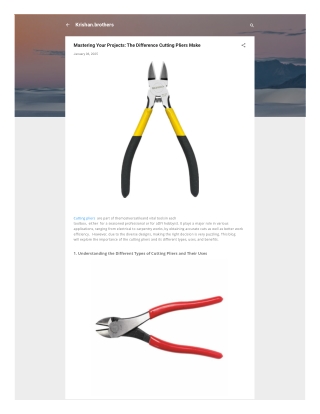 Mastering Your Projects: The Difference Cutting Pliers Make