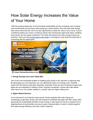 How Solar Energy Increases the Value of Your Home