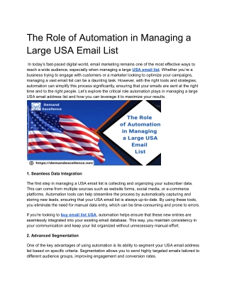 The Role of Automation in Managing a Large USA Email List