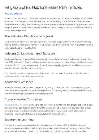 Why Gujarat is a Hub for the Best MBA Institutes