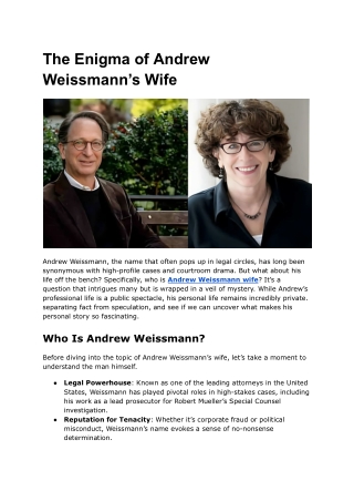 The Enigma of Andrew Weissmann’s Wife