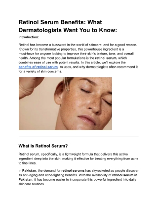 Retinol Serum Benefits What Dermatologists Want You to Know
