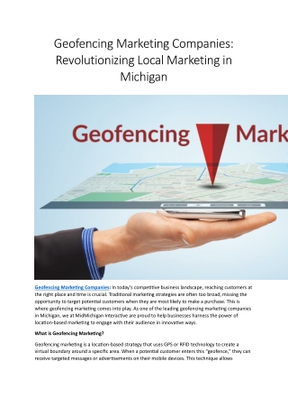 Geofencing Marketing Companies Revolutionizing Local Marketing in Michigan