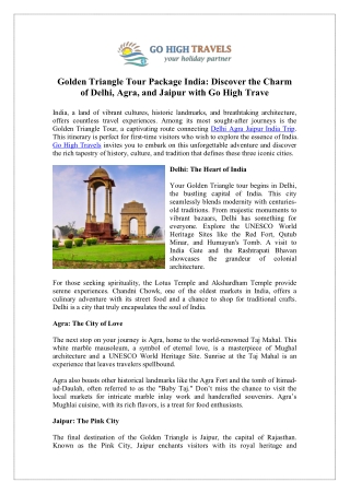 Book Your Golden Triangle Tour Package for an Amazing India Trip