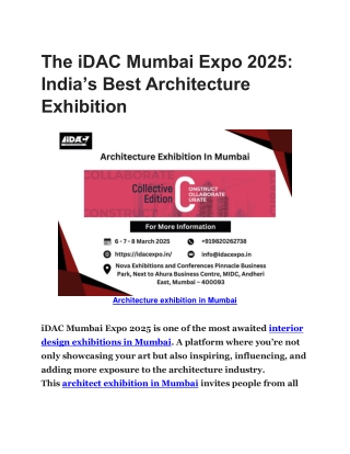 The iDAC Mumbai Expo 2025: India’s Best Architecture Exhibition