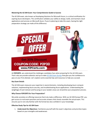 Crush the AZ-204 Exam Using p2pcerts Verified Resources