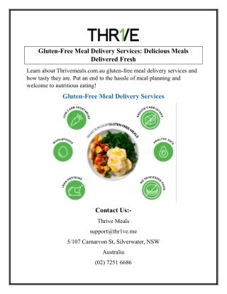Gluten-Free Meal Delivery Services Delicious Meals Delivered Fresh