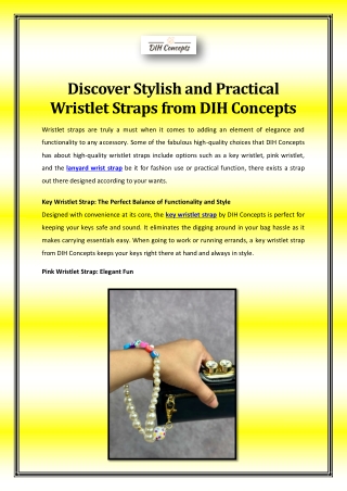 Discover Stylish and Practical Wristlet Straps from DIH Concepts