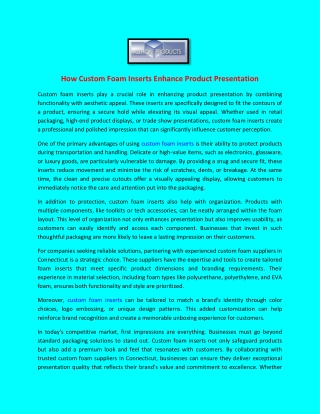 How Custom Foam Inserts Enhance Product Presentation