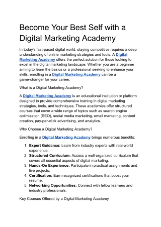 Become Your Best Self with a Digital Marketing Academy