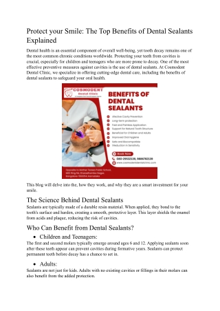 Protect Your Smile: Unveiling the Benefits of Dental Sealants