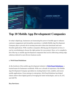 Top 10 Mobile App Development Companies