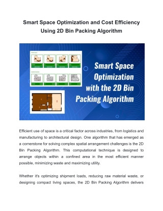 Smart Space Optimization and Cost Efficiency Using 2D Bin Packing Algorithm