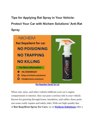 Tips for Applying Rat Spray in Your Vehicle