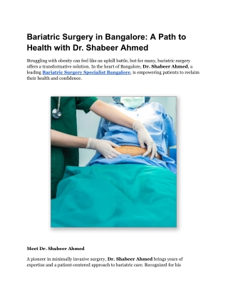 Bariatric Surgery in Bangalore_ A Path to Health with Dr. Shabeer Ahmed