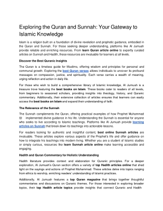 Exploring the Quran and Sunnah_ Your Gateway to Islamic Knowledge