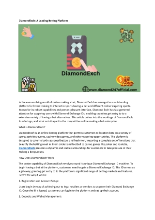 DiamondExch A Leading Betting Platform