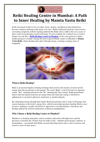 Reiki Healing Centre in Mumbai by Mamta Vastu Reiki