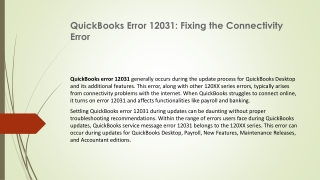 QuickBooks Error 12031 During Update: Proven Fixes to Try