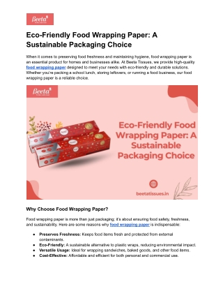 Eco-Friendly Food Wrapping Paper_ A Sustainable Packaging Choice