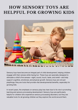Sensory Toys Are Helpful For Growing Kids