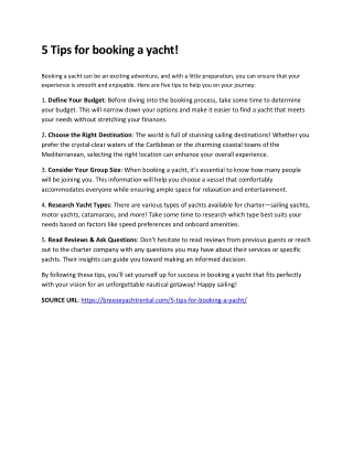 5 Tips for booking a yacht