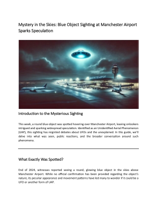 Blue Object Sighting at Manchester Airport Sparks Speculation