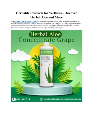 Herbalife Products for Wellness - Discover Herbal Aloe and More