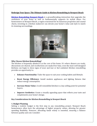 Kitchen Remodeling in Newport Beach