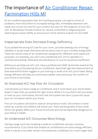 _Air Conditioner Repair Farmington Hills MI