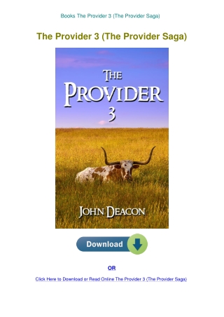 Books The Provider 3 (The Provider Saga)