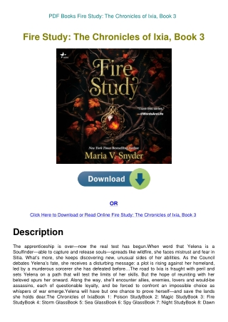 PDF Books Fire Study The Chronicles of Ixia  Book 3