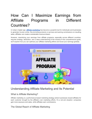 How Can I Maximize Earnings from Affiliate Programs in Different Countries