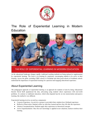 The Role of Experiential Learning in Modern Education