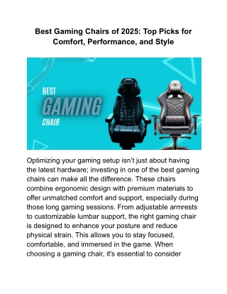 Best Gaming Chairs of 2025_ Top Picks for Comfort, Performance, and Style