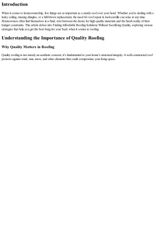 “Finding Affordable Roofing Solutions Without Sacrificing Quality”