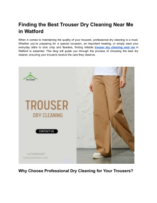 Finding the Best Trouser Dry Cleaning Near Me in Watford (1)