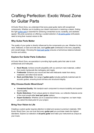 Crafting Perfection: Exotic Wood Zone for Guitar Parts