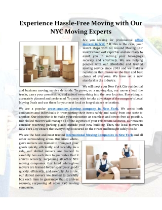 Experience Hassle-Free Moving with Our NYC Moving Experts