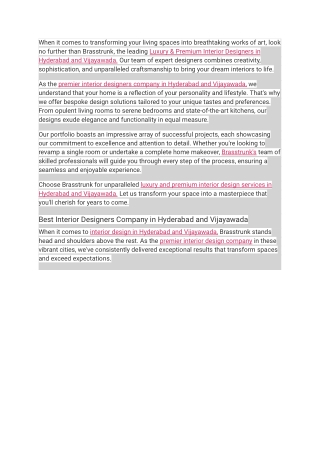 Luxury & Premium Interior Designers in Hyderabad| Brasstrunk