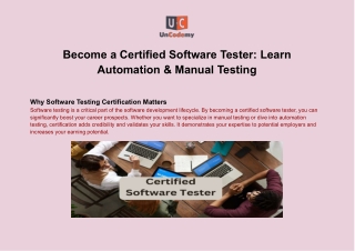 Become a Certified Software Tester: Learn Automation & Manual Testing