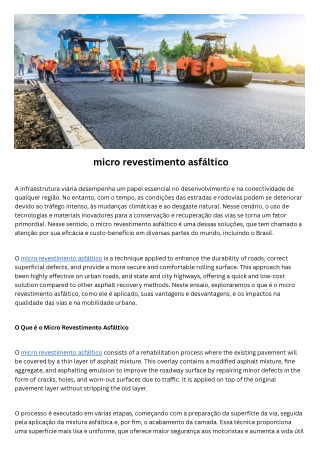 micro revestimento asfáltico